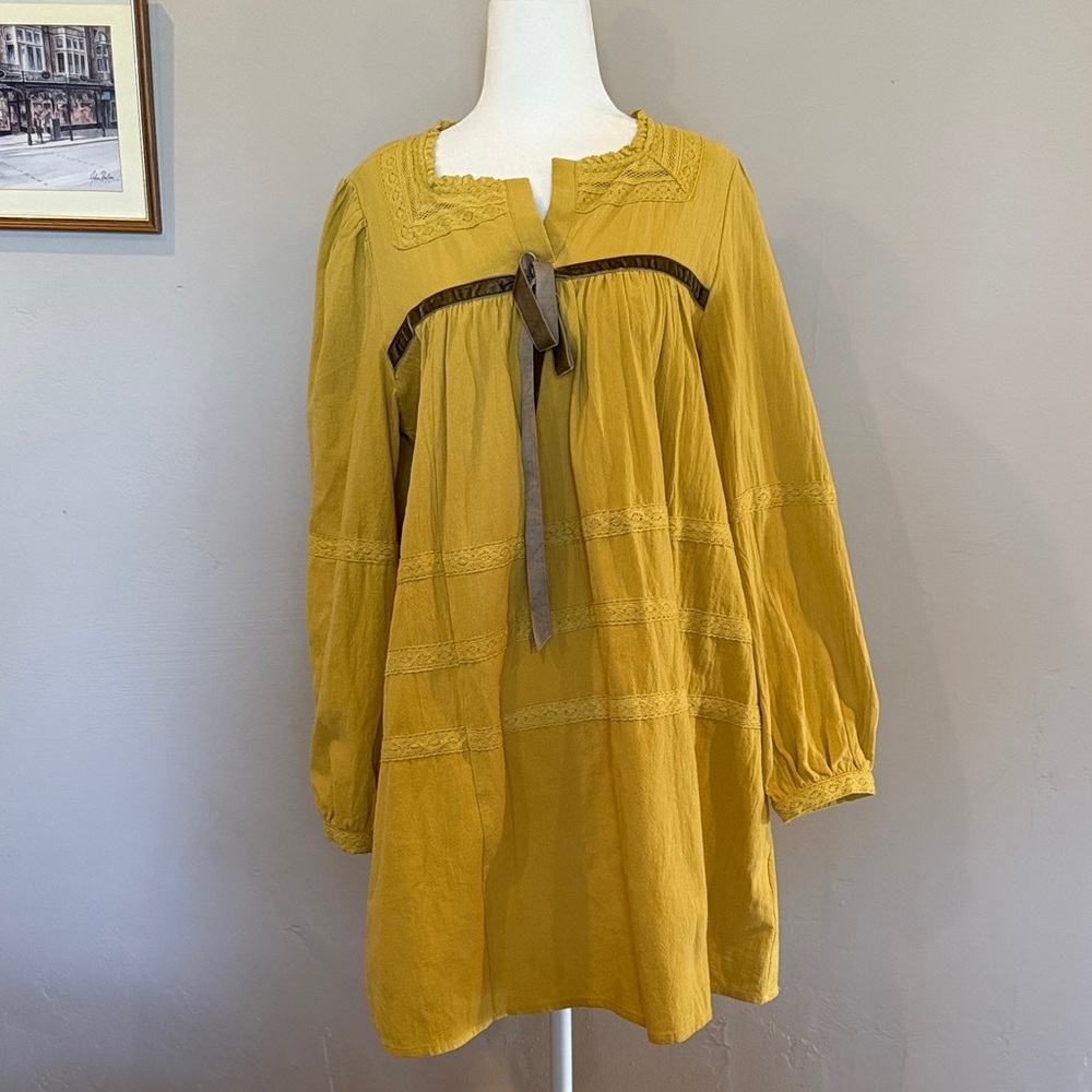 Handmade Mustard Yellow Long Sleeve Dress